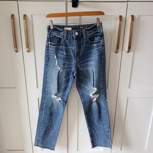 Pilcro Anthropologie Vintage Straight Denim Pants Distressed Womens 27 Jeans